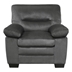 Soren Accent Chair with Solid Wood Frame - Dark Gray Fabric Upholstery - Faux Wood Finish Feet