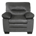 Soren Accent Chair with Solid Wood Frame - Dark Gray Fabric Upholstery - Faux Wood Finish Feet - CAB3169