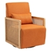 Verdani Accent Chair - Orange Linen - Rattan Handrail - Swivel