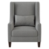 Tidestone Accent Chair with Pillow - Light Gray Polyester Upholstery - Nailhead Trim - Espresso Finish Wood Legs