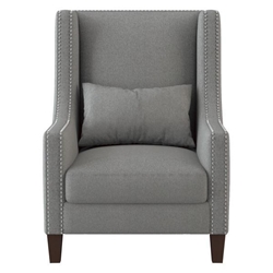 Tidestone Accent Chair with Pillow - Light Gray Polyester Upholstery - Nailhead Trim - Espresso Finish Wood Legs 