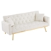 Kilmarnock 73" Convertible Futon Sofa Bed - Cream White Velvet - Gold Metal Legs