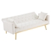 Kilmarnock 73" Convertible Futon Sofa Bed - Cream White Velvet - Gold Metal Legs - CAB3184