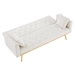 Kilmarnock 73" Convertible Futon Sofa Bed - Cream White Velvet - Gold Metal Legs - CAB3184