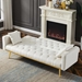 Kilmarnock 73" Convertible Futon Sofa Bed - Cream White Velvet - Gold Metal Legs - CAB3184