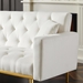 Kilmarnock 73" Convertible Futon Sofa Bed - Cream White Velvet - Gold Metal Legs - CAB3184