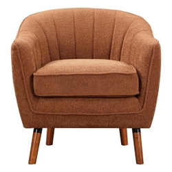 Marigold Accent Chair - Mid-Century Modern - Rust Chenille Upholstery - Brown Wood Legs 