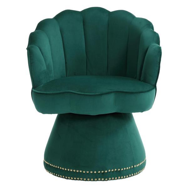 Eastlake Swivel Barrel Chair - Emerald Velvet 