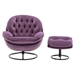 Terraverd Accent Chair with Ottoman - Purple Velvet - Black Metal Legs - CAB3208