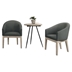 Nestleya Gray Fabric Accent Chairs and Side Table Living Room Set - Gray Fabric - Oak White Finish Table and Black Metal Base