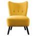 Renaissance Accent Chair - Yellow Velvet - Button-Tufted Back - Brown Finish Legs