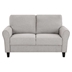 Fravona Loveseat with Solid Wood Frame - Desert Sand Textured Fabric Upholstery - Faux Wood Finish Feet