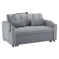 Soravyn Versatile Foldable Sofa Bed - Gray - Solid Wood Frame - USB Port and Phone Stand 