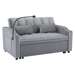 Soravyn Versatile Foldable Sofa Bed - Gray - Solid Wood Frame - USB Port and Phone Stand - CAB3233