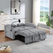 Soravyn Versatile Foldable Sofa Bed - Gray - Solid Wood Frame - USB Port and Phone Stand - CAB3233