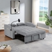 Soravyn Versatile Foldable Sofa Bed - Gray - Solid Wood Frame - USB Port and Phone Stand - CAB3233