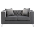 Verdanic 63" Loveseat with Handmade Nailhead Trim - Gray Velvet - Chrome Metal Legs