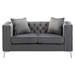 Verdanic 63" Loveseat with Handmade Nailhead Trim - Gray Velvet - Chrome Metal Legs - CAB3237