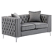 Verdanic 63" Loveseat with Handmade Nailhead Trim - Gray Velvet - Chrome Metal Legs - CAB3237