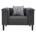 Philomela 44" Dark Gray Velvet Tufted Chair With 1 Accent Pillow - Dark Gray Velvet