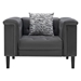 Philomela 44" Dark Gray Velvet Tufted Chair With 1 Accent Pillow - Dark Gray Velvet - CAB3239