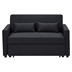 Kallumia Modern Linen Convertible Loveseat Sleeper Sofa with Adjustable Backrest - 2 Seater Sofa With Pull-Out Bed - 2 Lumbar Pillows - Black Polyester Fabric