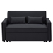 Kallumia Modern Linen Convertible Loveseat Sleeper Sofa with Adjustable Backrest - 2 Seater Sofa With Pull-Out Bed - 2 Lumbar Pillows - Black Polyester Fabric - CAB3245