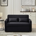 Kallumia Modern Linen Convertible Loveseat Sleeper Sofa with Adjustable Backrest - 2 Seater Sofa With Pull-Out Bed - 2 Lumbar Pillows - Black Polyester Fabric - CAB3245