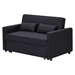 Kallumia Modern Linen Convertible Loveseat Sleeper Sofa with Adjustable Backrest - 2 Seater Sofa With Pull-Out Bed - 2 Lumbar Pillows - Black Polyester Fabric - CAB3245