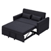 Kallumia Modern Linen Convertible Loveseat Sleeper Sofa with Adjustable Backrest - 2 Seater Sofa With Pull-Out Bed - 2 Lumbar Pillows - Black Polyester Fabric - CAB3245