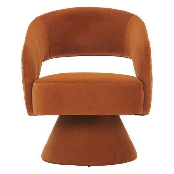 Carlton Swivel Accent Chair - Orange Velvet - Solid and Manufactured Wood Frame 