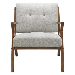 Cairnview Accent Chair - Light Grey Polyester - Pecan Finish Frame 