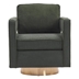 Glimmera Swivel Accent Chair - Emerald Teddy Fabric - Gold Finish Legs