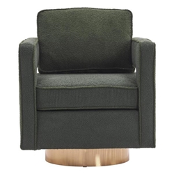 Glimmera Swivel Accent Chair - Emerald Teddy Fabric - Gold Finish Legs 