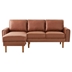 Wembley 82" L-Shape Sectional Sofa with Chaise - Mid-Century Copper Nail Arms - Strong Wooden Legs - Suede Fabric - Left Chaise - Brown