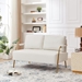 Greenhaven Small Loveseat 2 Seater - Beige Fabric - Metal Leg - CAB3274