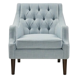 Palm Springs Accent Chair - Button Tufted - Dusty Blue - Dark Coffee Finish Legs 