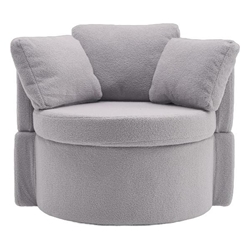 Eccleston Swivel Accent Chair with Storage and Back Cushion - Light Gray 