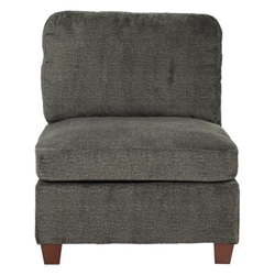 Lullaby Modular Armless Chair - Grey Chenille Fabric - Wood Frame 