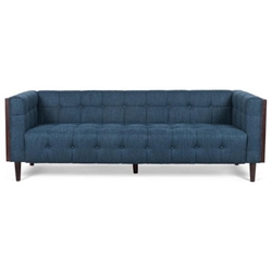 Blackstone 89" 3 Seater Sofa - Navy Blue Fabric - Rubberwood Frame 