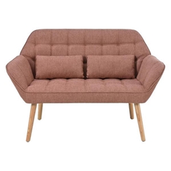 Lysander 50" Loveseat - Pink Linen Fabric - Rubber Wood Legs 