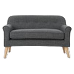 Brea Loveseat - Gray Fabric - Brown Finish Rubberwood Legs 