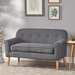 Brea Loveseat - Gray Fabric - Brown Finish Rubberwood Legs - CAB3307