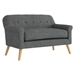 Brea Loveseat - Gray Fabric - Brown Finish Rubberwood Legs - CAB3307