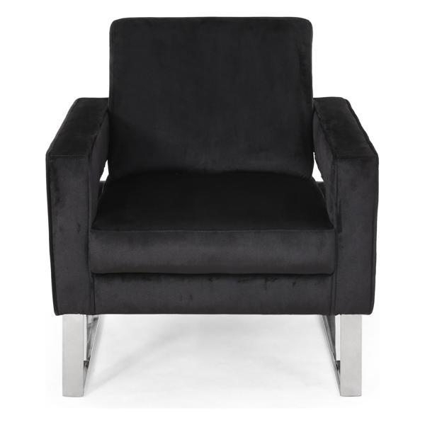 Ophelia Arm Chair - Black Velvet - Silver Accents 