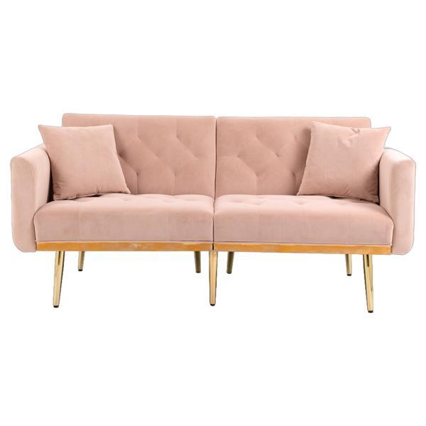 Casa Vita Loveseat - Rose Golden Velvet Fabric - Metal Feet 