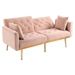 Casa Vita Loveseat - Rose Golden Velvet Fabric - Metal Feet - CAB3318