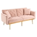 Casa Vita Loveseat - Rose Golden Velvet Fabric - Metal Feet - CAB3318