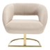 Aviora Accent Chair - Beige Velvet - Silver Metal Stand