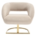 Aviora Accent Chair - Beige Velvet - Silver Metal Stand - CAB3320